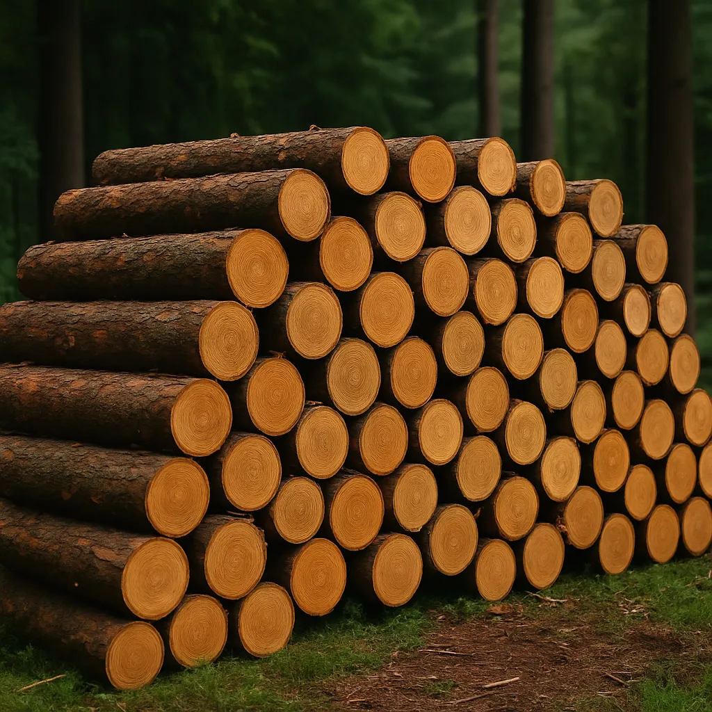 gestapelte_holzstämme_im_wald